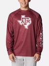 Men's Collegiate PFG Terminal Tackle™ Heather Long Sleeve Shirt - Texas A&M TAM - Deep Maroon Heather