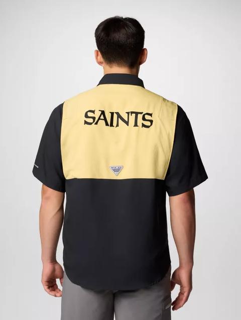 Men's PFG Tamiami™ Colorblocked Short Sleeve Shirt - New Orleans Saints FNS - Black, Vegas Gold