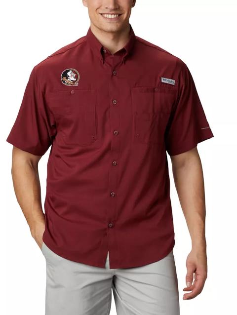 Men's Collegiate PFG Tamiami™ Short Sleeve Shirt - Florida State FSU - Cabernet